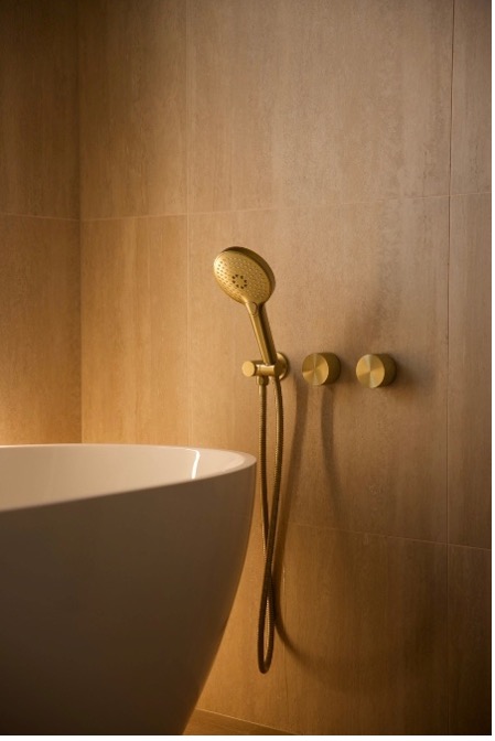 Lucent Elanna hand shower on elbow, brushed gold, model 92201PBG